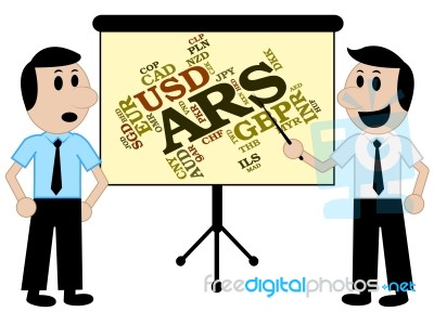 Ars Currency Indicates Argentine Peso And Banknotes Stock Image