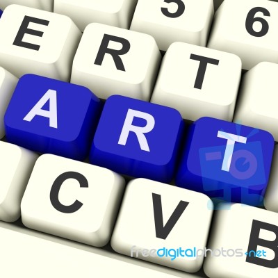 Art Key Shows Drawing Or Painting
 Stock Image