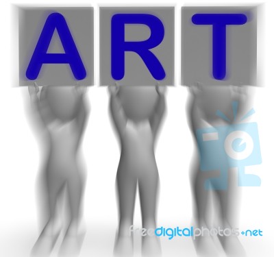 Art Placards Means Artistic Paintings And Drawings Stock Image