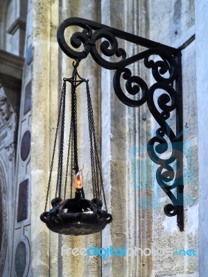 Artificial Candle In The Basilica St Seurin In Bordeaux Stock Photo