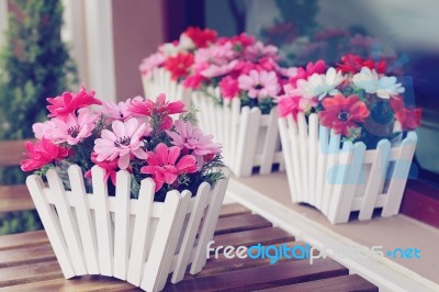 Artificial Flowers Pot Stock Photo