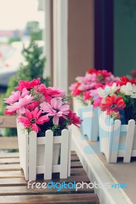 Artificial Flowers Pot Stock Photo