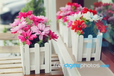 Artificial Flowers Pot Stock Photo