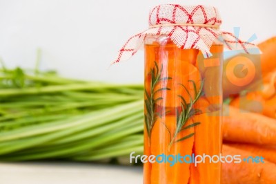 Artisan Preparation Of Pickling Fresh Organic Carrots Stock Photo