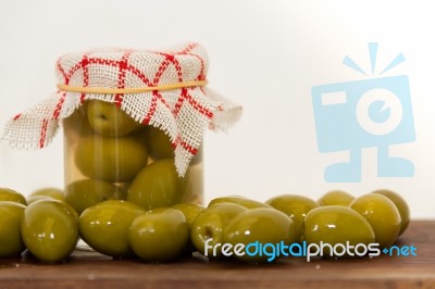 Artisanal Preparation Of Healthy Pickles Of Green Olives Stock Photo