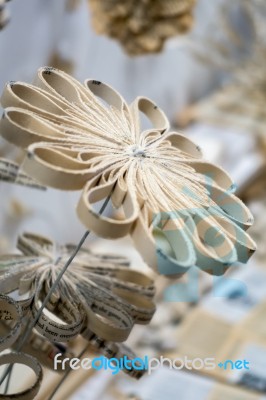 Artistic Flower Display Made Of Paper At The Millennium Centre I… Stock Photo