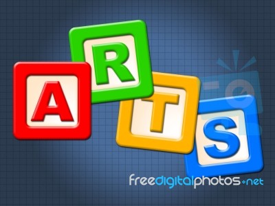 Arts Kids Blocks Indicates Draw Youths And Artwork Stock Image