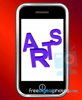 Arts On Phone Shows Creative Design Or Artwork Stock Image