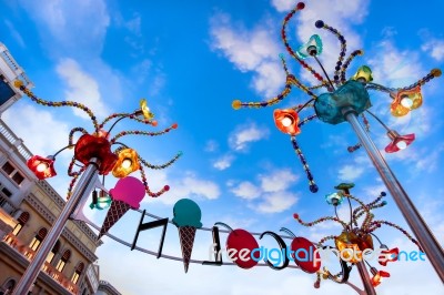 Arty Lights In St Mark's Square Venetian Hotel Las Vegas Stock Photo