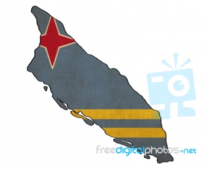 Aruba Map On Aruba Flag Drawing ,grunge And Retro Flag Series Stock Image