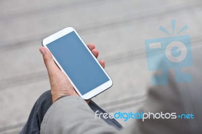 Asia Business Man Using A Mobile Phone Stock Photo