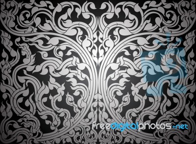 Asian Art Shaped Silver Color Stock Image