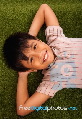 Asian Boy Relaxing Stock Photo