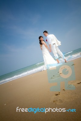 Asian Bride And Groom Stock Photo