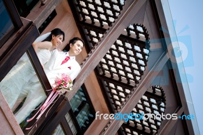 Asian Bride And Groom Stock Photo