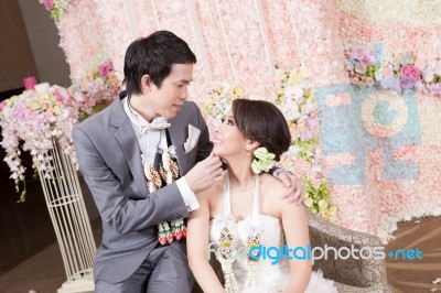 Asian Bride And Groom Stock Photo