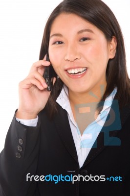 Asian Businesswoman With Mobile Stock Photo