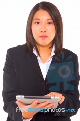 Asian Businesswoman With Tablet Stock Photo