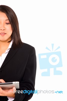 Asian Businesswoman With Tablet Stock Photo