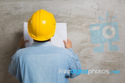 Asian Construction Technician Stock Photo