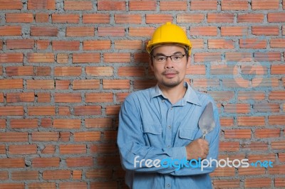 Asian Construction Technician Stock Photo