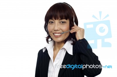Asian Customer Support Operator Stock Photo