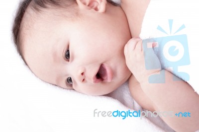 Asian Laughing Baby Stock Photo