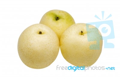 Asian Pears In Group Clipping Path Stock Photo