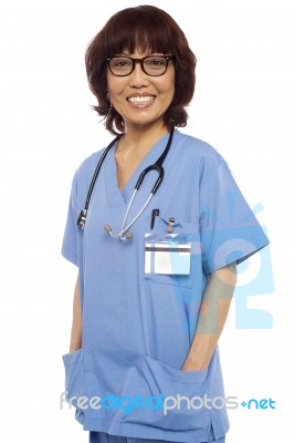 Asian Surgeon Hands In Pocket Stock Photo