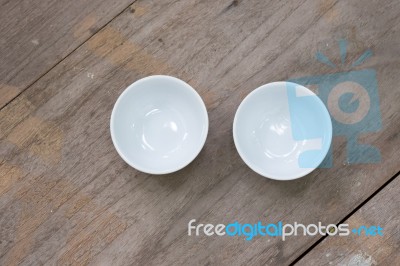 Asian Table Set On Wooden Table Background Stock Photo