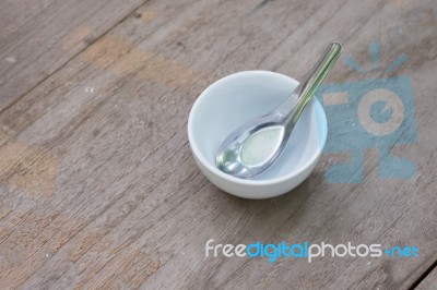 Asian Table Set On Wooden Table Background Stock Photo