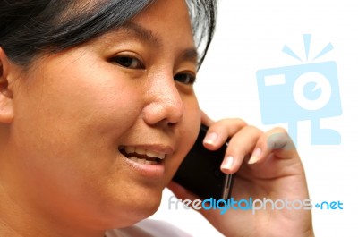 Asian Woman On Phone Stock Photo