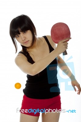 Asian woman playing backhand Stock Photo