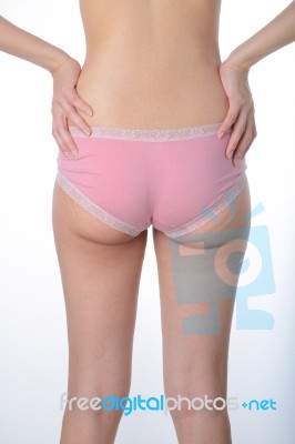 Asian Woman Show Her Fat And Cellulite On Buttocks Stock Photo