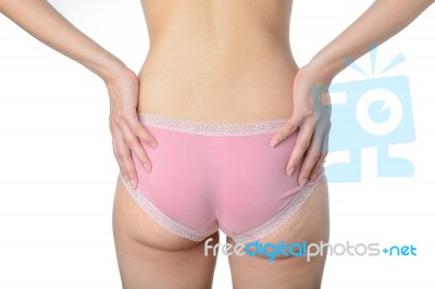 Asian Woman Show Her Fat And Cellulite On Buttocks Stock Photo