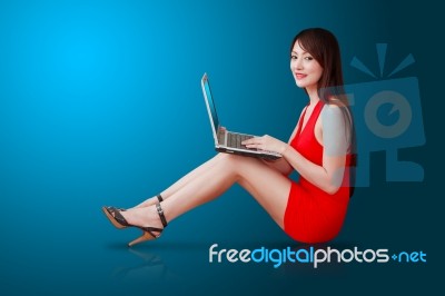 Asian Woman With Notebook Stock Photo