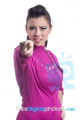 Asian Women Show Anger Stock Photo