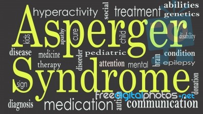 Asperger Syndrome Word Cloud Collage, Health Concept Stock Image