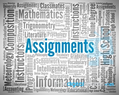 Assignments Word Indicates Homework Tasks And Exercise Stock Image