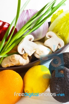 Assorted Vegetables And Fruits Stock Photo