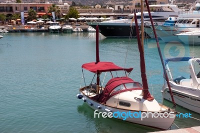 Assortment Of Boats In The Harbour At Latchi Stock Photo