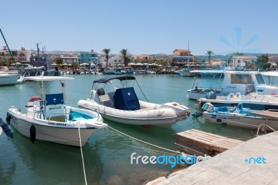 Assortment Of Boats In The Harbour At Latchi Stock Photo