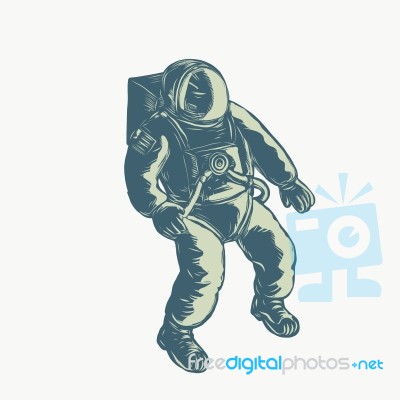 Astronaut Floating In Space Scratchboard Stock Image