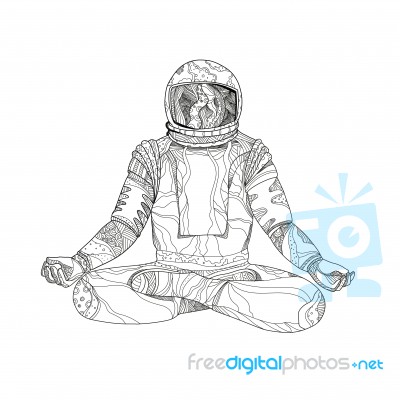 Astronaut Lotus Position Mandala Stock Image