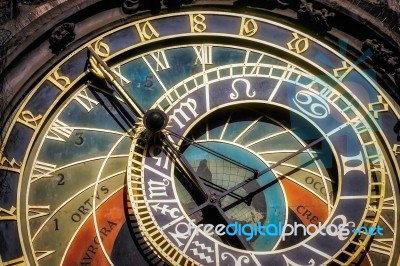 Astronomical Clock At The Old Town City Hall In Prague Stock Photo