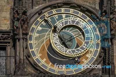 Astronomical Clock At The Old Town City Hall In Prague Stock Photo