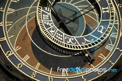 Astronomical Clock At The Old Town City Hall In Prague Stock Photo