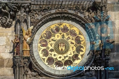 Astronomical Clock At The Old Town City Hall In Prague Stock Photo