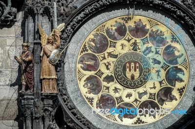 Astronomical Clock At The Old Town City Hall In Prague Stock Photo