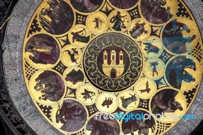 Astronomical Clock At The Old Town City Hall In Prague Stock Photo